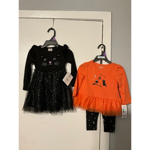 Carter's Other - NWT Baby Girl Halloween Outfit Lot 12M Black Cat Tutu Dress & Carters 2pc Set